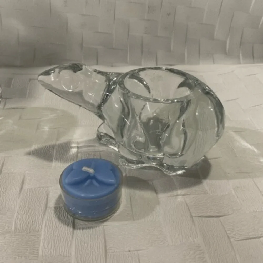 VTG Indiana Glass Two Polar Bears Votive Candle Holder‎ TeaLight 4.5
